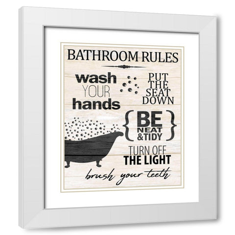 Bath Rules 2 White Modern Wood Framed Art Print with Double Matting by Allen, Kimberly