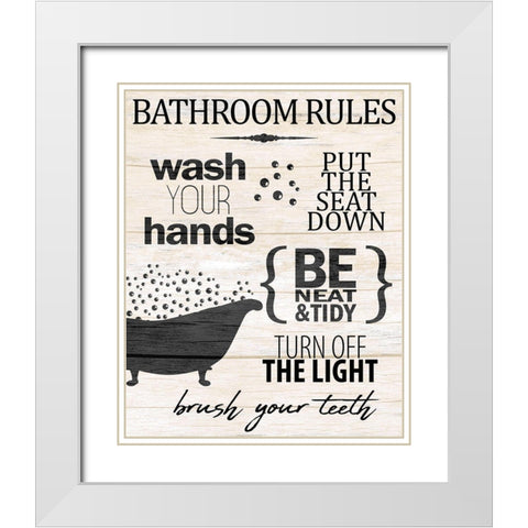 Bath Rules 2 White Modern Wood Framed Art Print with Double Matting by Allen, Kimberly