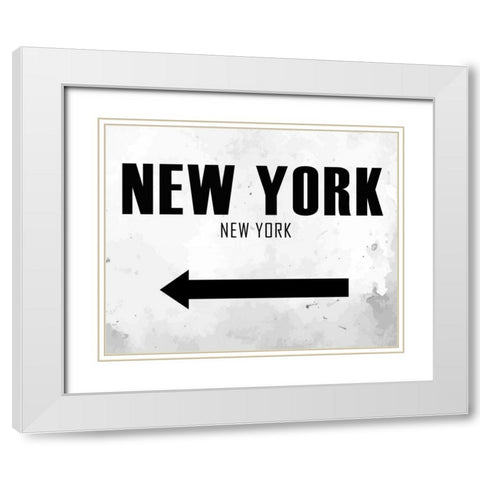 New York Arrow White Modern Wood Framed Art Print with Double Matting by Allen, Kimberly