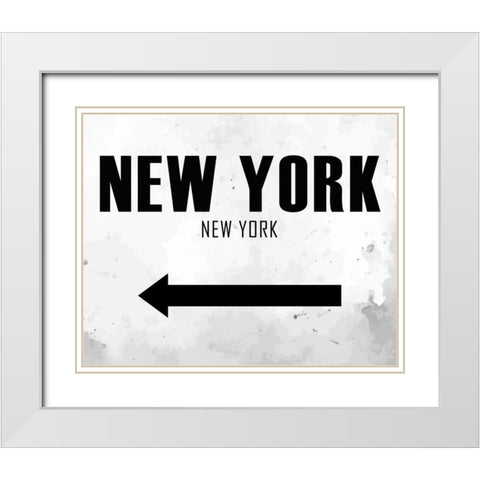 New York Arrow White Modern Wood Framed Art Print with Double Matting by Allen, Kimberly