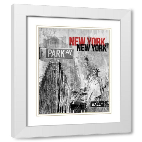 NY Park Ave White Modern Wood Framed Art Print with Double Matting by Allen, Kimberly