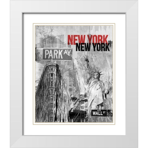 NY Park Ave White Modern Wood Framed Art Print with Double Matting by Allen, Kimberly
