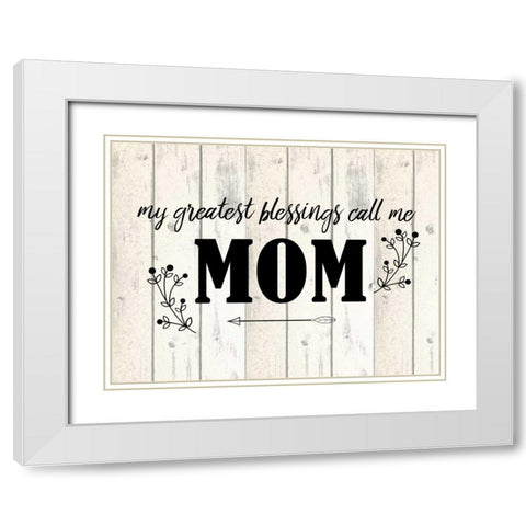 Call Me Mom White Modern Wood Framed Art Print with Double Matting by Allen, Kimberly