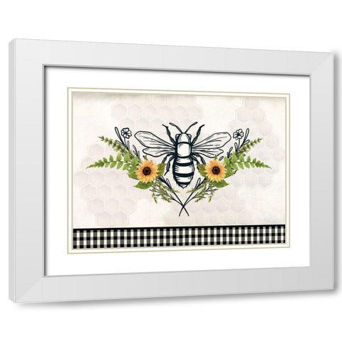 Bee Flower White Modern Wood Framed Art Print with Double Matting by Allen, Kimberly