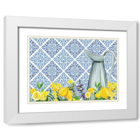 Lemon Tile 5 White Modern Wood Framed Art Print with Double Matting by Allen, Kimberly