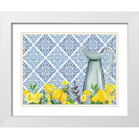 Lemon Tile 5 White Modern Wood Framed Art Print with Double Matting by Allen, Kimberly