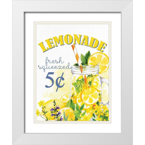 Lemon Tile 8 White Modern Wood Framed Art Print with Double Matting by Allen, Kimberly