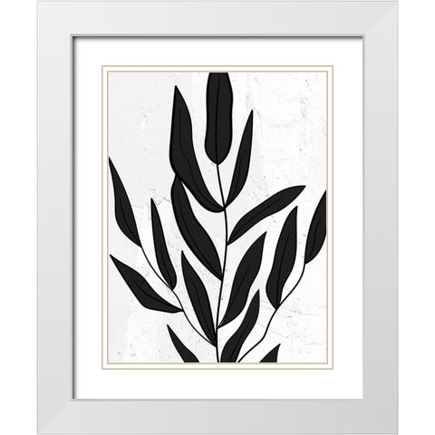 Plaster Leaves 2 White Modern Wood Framed Art Print with Double Matting by Allen, Kimberly