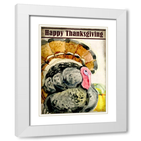 Happy Thanksgiving White Modern Wood Framed Art Print with Double Matting by Allen, Kimberly