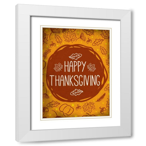 Happy Thanksgiving Orange White Modern Wood Framed Art Print with Double Matting by Allen, Kimberly