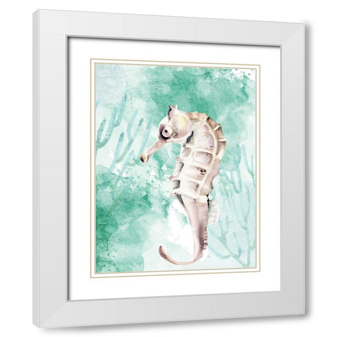 Seahorse Swimming White Modern Wood Framed Art Print with Double Matting by Allen, Kimberly