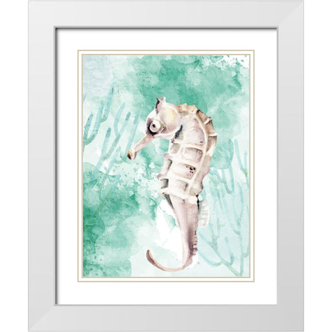 Seahorse Swimming White Modern Wood Framed Art Print with Double Matting by Allen, Kimberly