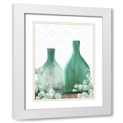 Eucalyptus Greens White Modern Wood Framed Art Print with Double Matting by Allen, Kimberly