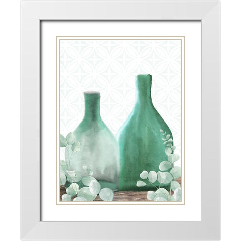 Eucalyptus Greens White Modern Wood Framed Art Print with Double Matting by Allen, Kimberly