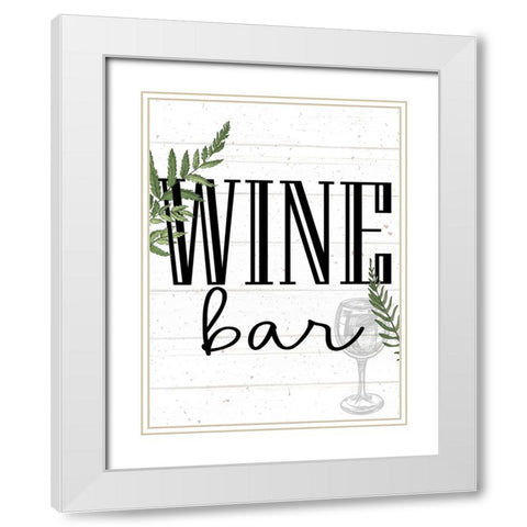 Wine Glass Ferns 5 White Modern Wood Framed Art Print with Double Matting by Allen, Kimberly