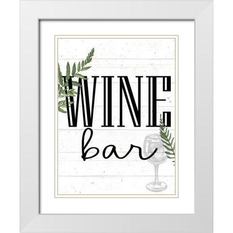 Wine Glass Ferns 5 White Modern Wood Framed Art Print with Double Matting by Allen, Kimberly