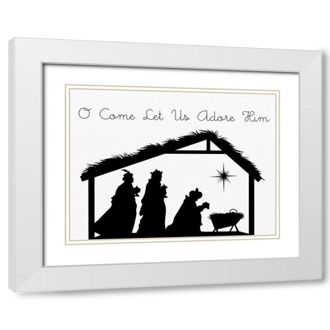 O Come Let Us Adore Him White Modern Wood Framed Art Print with Double Matting by Allen, Kimberly
