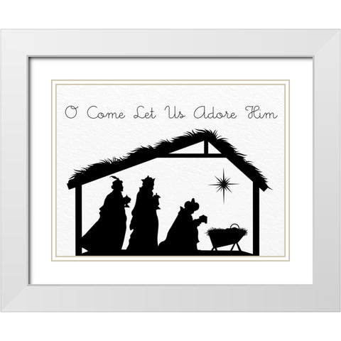 O Come Let Us Adore Him White Modern Wood Framed Art Print with Double Matting by Allen, Kimberly