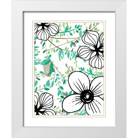 Greenery White Modern Wood Framed Art Print with Double Matting by Allen, Kimberly