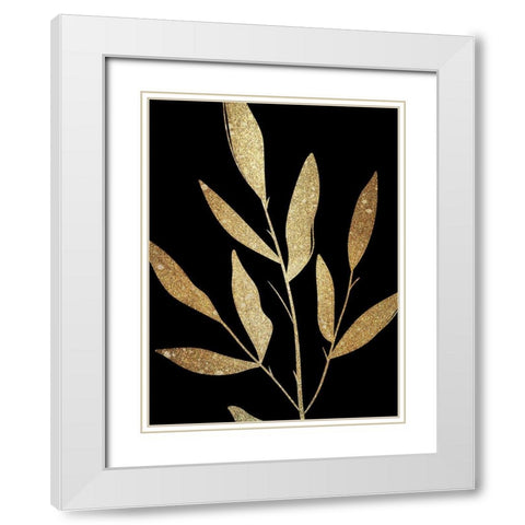 Plaster Leaves Gold 1 White Modern Wood Framed Art Print with Double Matting by Kimberly, Allen