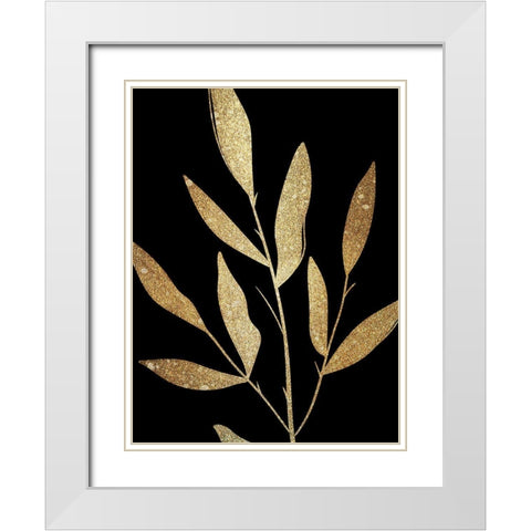 Plaster Leaves Gold 1 White Modern Wood Framed Art Print with Double Matting by Kimberly, Allen