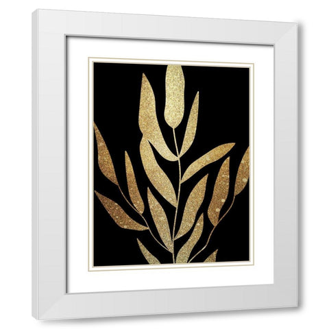 Plaster Leaves Gold 2 White Modern Wood Framed Art Print with Double Matting by Kimberly, Allen