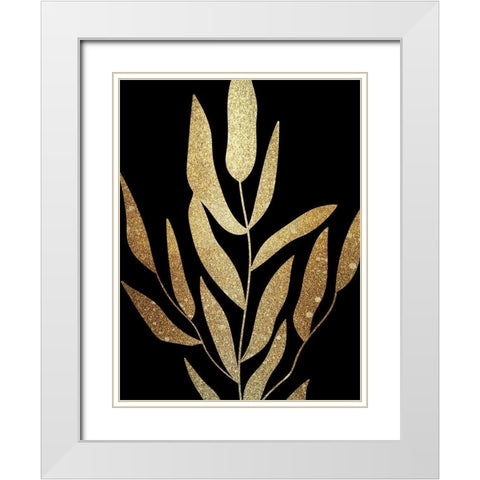 Plaster Leaves Gold 2 White Modern Wood Framed Art Print with Double Matting by Kimberly, Allen