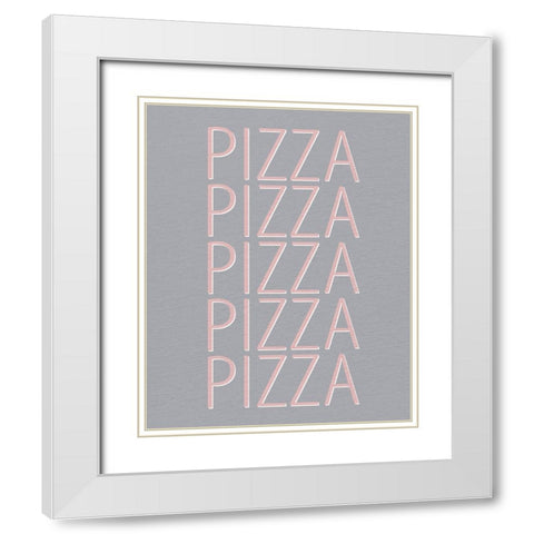 Pizza White Modern Wood Framed Art Print with Double Matting by Allen, Kimberly