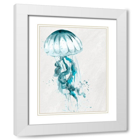 Jelly Jelly Teal 1 White Modern Wood Framed Art Print with Double Matting by Allen, Kimberly