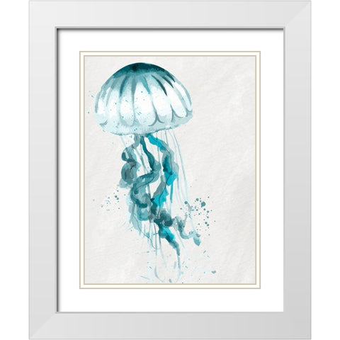 Jelly Jelly Teal 1 White Modern Wood Framed Art Print with Double Matting by Allen, Kimberly