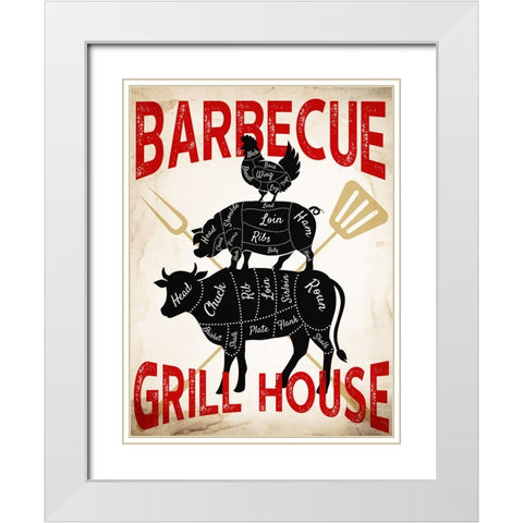 Grill House White Modern Wood Framed Art Print with Double Matting by Allen, Kimberly