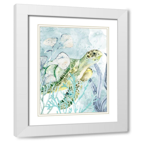Sea Turtle White Modern Wood Framed Art Print with Double Matting by Allen, Kimberly