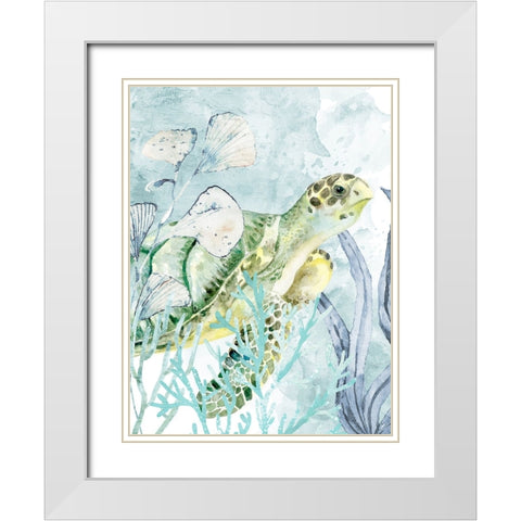 Sea Turtle White Modern Wood Framed Art Print with Double Matting by Allen, Kimberly