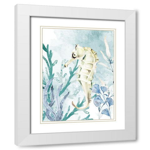 Seahorse White Modern Wood Framed Art Print with Double Matting by Allen, Kimberly