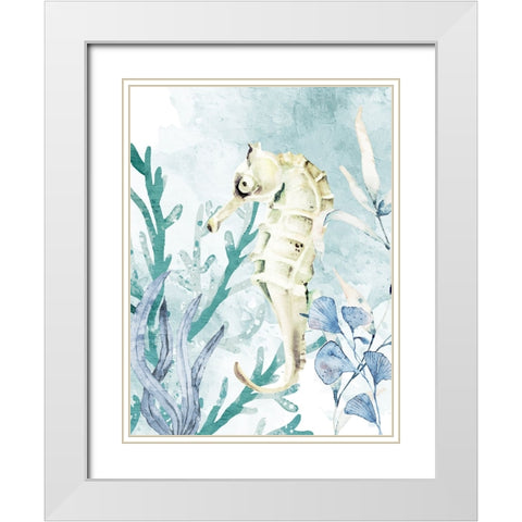 Seahorse White Modern Wood Framed Art Print with Double Matting by Allen, Kimberly