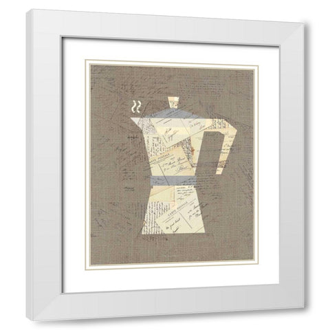 Postcard Coffee 1 White Modern Wood Framed Art Print with Double Matting by Allen, Kimberly