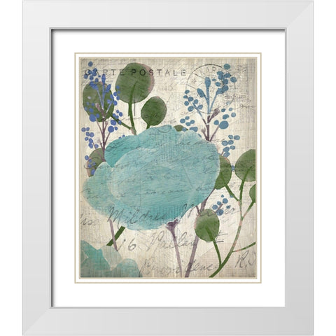 French Carte Postale Floral 1 White Modern Wood Framed Art Print with Double Matting by Allen, Kimberly