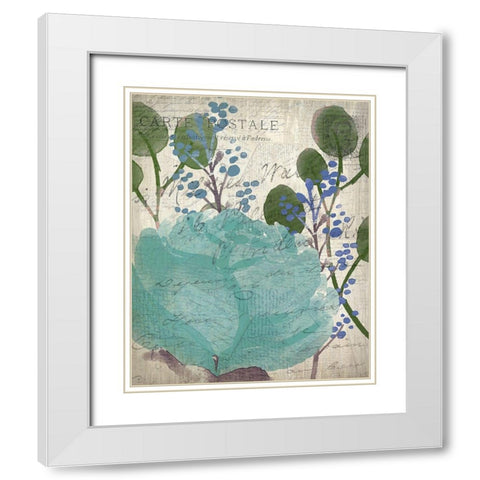 French Carte Postale Floral 2 White Modern Wood Framed Art Print with Double Matting by Allen, Kimberly