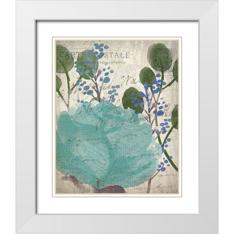 French Carte Postale Floral 2 White Modern Wood Framed Art Print with Double Matting by Allen, Kimberly