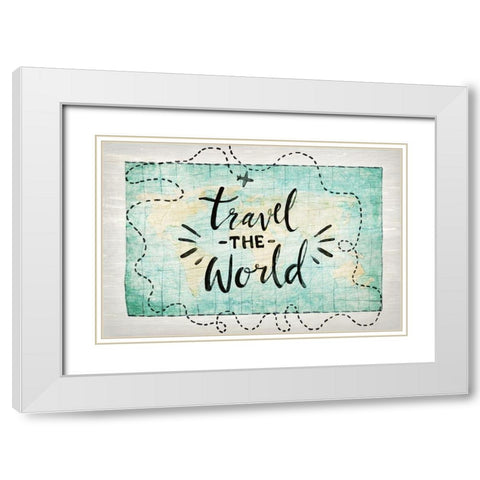 Travel the World White Modern Wood Framed Art Print with Double Matting by Kimberly, Allen