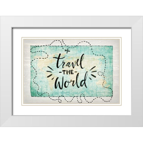 Travel the World White Modern Wood Framed Art Print with Double Matting by Kimberly, Allen
