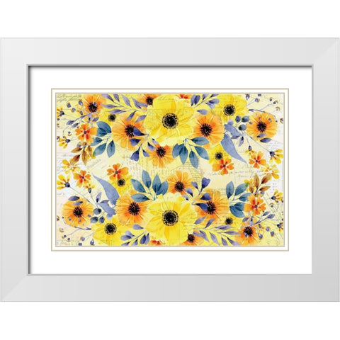 Yellow Summer Blooming  White Modern Wood Framed Art Print with Double Matting by Kimberly, Allen