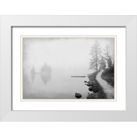 Dusk at the Lake White Modern Wood Framed Art Print with Double Matting by Kimberly, Allen