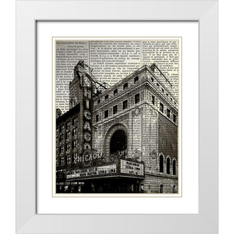 Newspaper City 2 White Modern Wood Framed Art Print with Double Matting by Kimberly, Allen