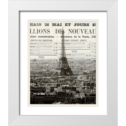 Newspaper City 3 White Modern Wood Framed Art Print with Double Matting by Kimberly, Allen