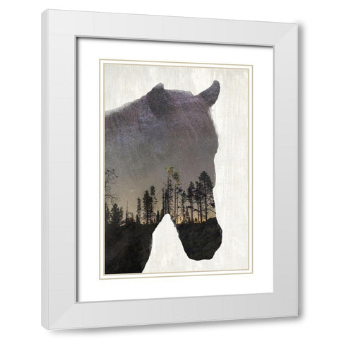 Starry Night Horse White Modern Wood Framed Art Print with Double Matting by Kimberly, Allen