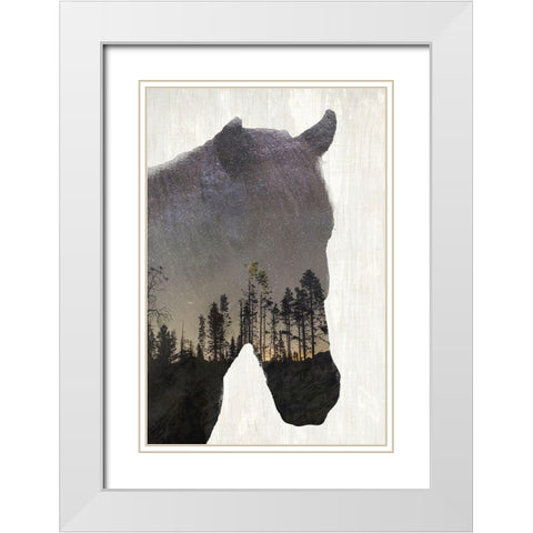 Starry Night Horse White Modern Wood Framed Art Print with Double Matting by Kimberly, Allen