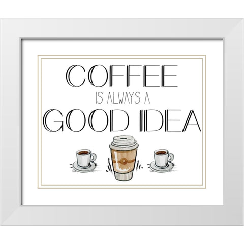 Morning Coffee 2 White Modern Wood Framed Art Print with Double Matting by Kimberly, Allen