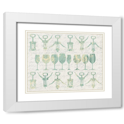 Wine in a Row White Modern Wood Framed Art Print with Double Matting by Kimberly, Allen