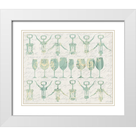 Wine in a Row White Modern Wood Framed Art Print with Double Matting by Kimberly, Allen